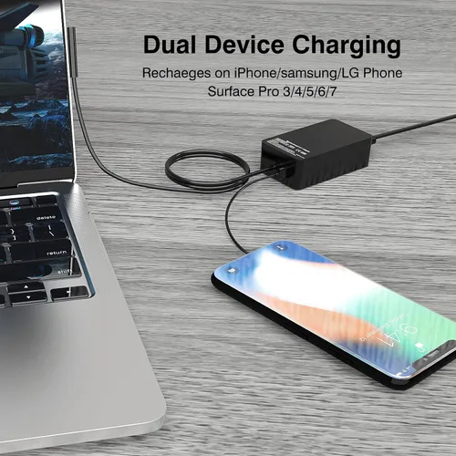 Miniatura 6 de [Versión mejorada] Cargador Surface Pro de 65 W para Surface Pro 3/4/5/6/7/8/9/X, compatible con Microsoft Surface Book Laptop/tablet, funciona