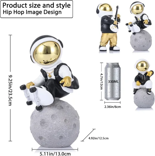 Miniatura 2 de LCCCK Figura de astronauta, escultura de astronauta en oro negro, estatua de astronauta, regalo para niños, decoración de habitación para hombres, 6