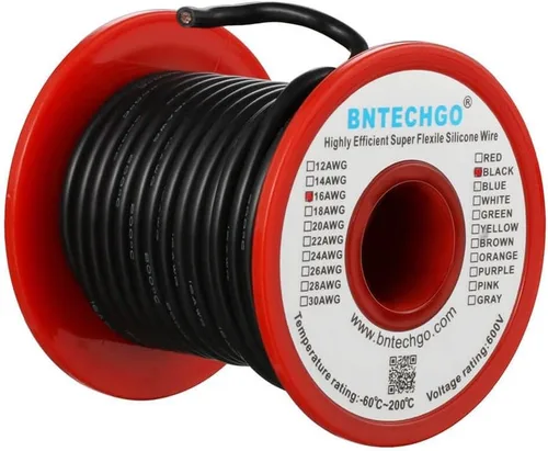 Miniatura 14 de BNTECHGO Carrete de alambre de silicona de calibre 16, rojo de 25 pies y negro, 25 pies, 2 cables separados, alambre de cobre estañado flexible