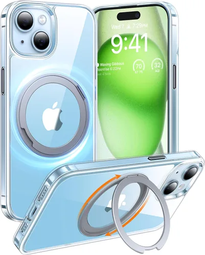 Miniatura 11 de TORRAS Funda con soporte giratorio de 360° para iPhone 15/iPhone 14, compatible con MagSafe, soporte de anillo magnético