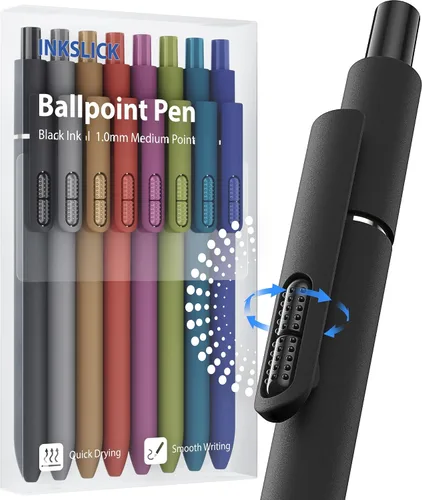 Miniatura 8 de 16 bolígrafos negros - bolígrafos de bola de punta media de 1.0 mm Bolígrafo retráctil de escritura suave para enfermeras, hombres, mujeres