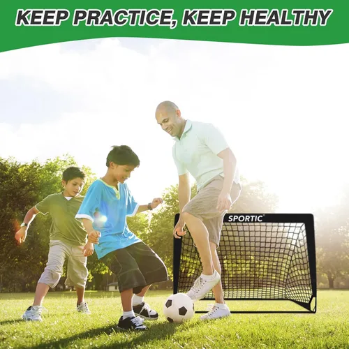 Miniatura 5 de Paquete de 2 redes de fútbol de 4 x 3 pies, porterías de fútbol para practicar niños para interiores y exteriores. Red de fútbol portátil con bolsa