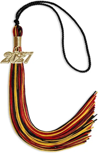 Miniatura 137 de Endea Graduation Borla mixta de triple color con gota de fecha dorada (negro/dorado/blanco, 2021)