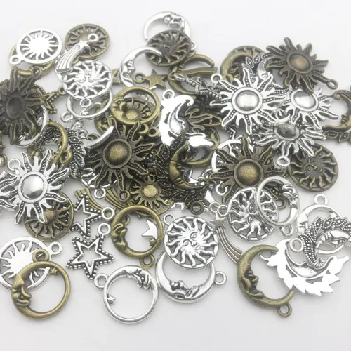 Miniatura 6 de 3.53 oz (alrededor de 80 piezas) suministros de manualidades, colección celestial, dijes para manualidades, accesorios para hacer joyas, accesorios
