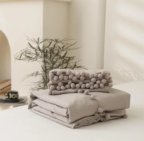 Miniatura 8 de INFLAG Funda de edredón de tamaño individual con pompones, juego de ropa de cama de microfibra bohemia de 3 piezas, 1 funda de edredón de 66 x 90