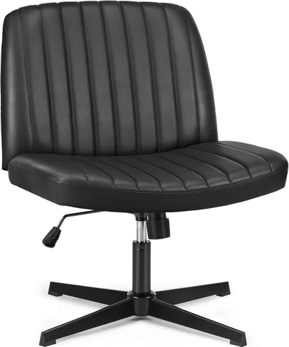 Miniatura 15 de OLIXIS Silla Criss Cross con Ruedas Silla de Escritorio de Oficina y Tocador con Patas Cruzadas Anchas Silla de Tela Cómoda Sin Brazos Ajustable