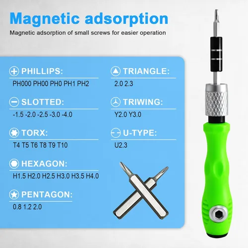 Miniatura 5 de Juego de destornilladores de precisión pequeños 32 en 1, mini destornillador magnético, kit de herramientas de reparación profesional para lentes