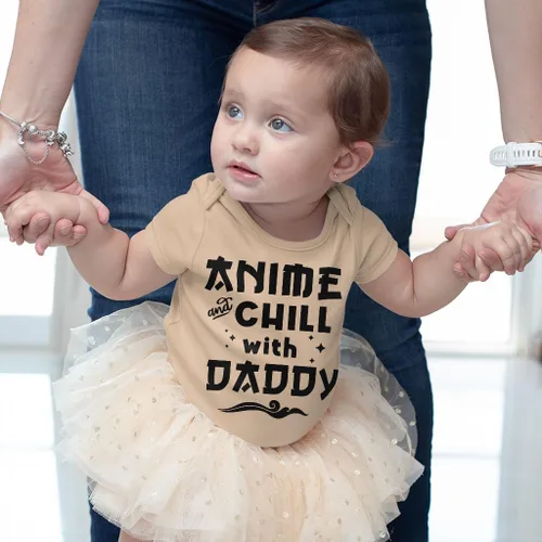 Miniatura 4 de Anime and Chill With Daddy Baby Onesie - Ropa temática Chill - Ideas de regalos para fanáticos del anime