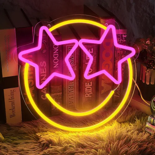 Miniatura 9 de Letreros de Neón Sonrisa Luz Nocturna Decorativa Brillante para Decoración de Pared Tamaño 16''x 7'' Luz LED Letrero de Neón Arte Luces Nocturnas