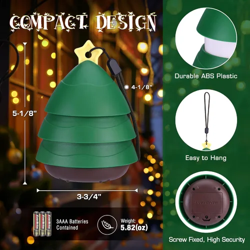 Miniatura 9 de Paquete de 3 faroles para árbol de Navidad de EverBrite para regalo de Navidad, 5 modos de luz, regalos de decoración navideña para mujeres
