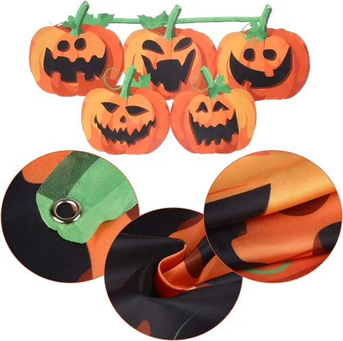 Miniatura 2 de Bandera colgante de calabaza de Halloween de 59 pulgadas, divertida bandera de calabaza de Halloween, pancarta colgante para otoño al aire libre