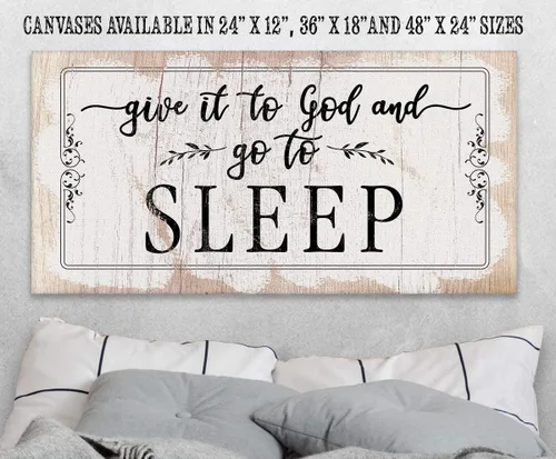 Miniatura 2 de Give It To God and Go To Sleep - Exhibición religiosa cristiana sobre la cama, citas inspiradoras de las Escrituras, fe familiar, gran regalo