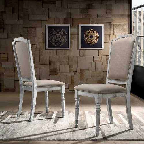 Miniatura 8 de Roundhill Furniture Ferran - Silla de comedor con pedestal de madera, color gris recuperado, juego de 2