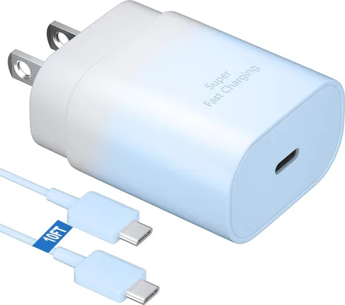 Miniatura 25 de Cable de carga súper rápida de 25W Tipo C con bloque y cable cargador USB C de 10 pies para teléfono Android Samsung Galaxy S25/S24 Púrpura