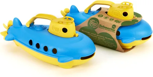 Miniatura 5 de Green Toys Submarino en amarillo y azul, libre de BPA, sin ftalatos, juguete de baño con hélice trasera giratoria. Juguetes seguros para niños