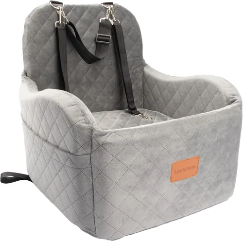 Miniatura 11 de Lealchum Asiento elevador de coche para perros pequeños/medianos, almohadilla elevada de 6 pulgadas de espuma viscoelástica, completamente Negro/Gris
