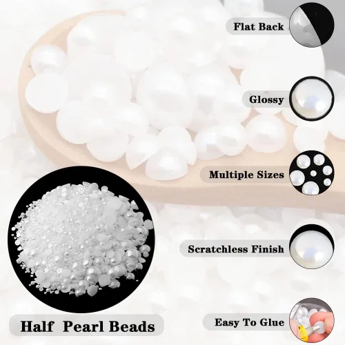 Miniatura 4 de 5700 piezas de medias perlas coloridas para manualidades, perlas de uñas para manualidades, accesorios de bricolaje, perlas de espalda plana