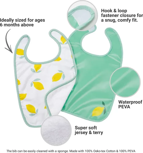 Miniatura 5 de BabyToLove Set of 2 Bibs Soft & Waterproof with a Hook & Loop Closure Infant & Toddler Mealtimes