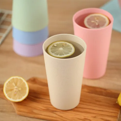 Miniatura 7 de Vasos reutilizables irrompibles ecológicos para adultos (20 onzas), juego de 5 vasos de paja de trigo, aptos para lavavajillas.