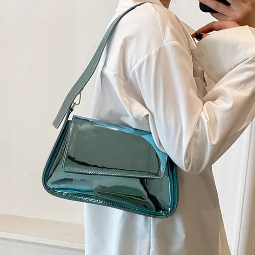 Miniatura 2 de Crbeqabe Bolso metálico plateado para mujer, bolso de noche Y2k brillante Hobo, bolso de mano metálico, bolso de hombro