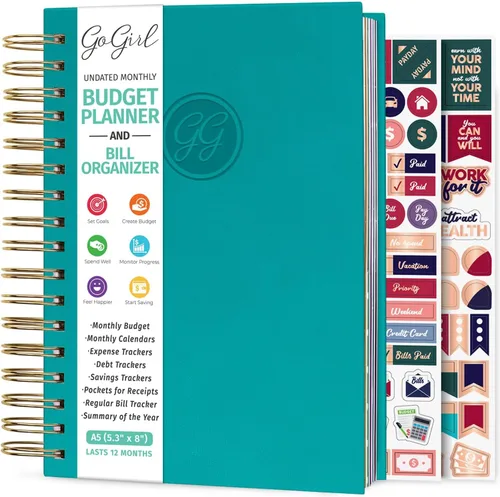 Miniatura 27 de GoGirl Planificador de presupuesto y organizador mensual de facturas, libro financiero mensual con bolsillos. Cuaderno de seguimiento de gastos