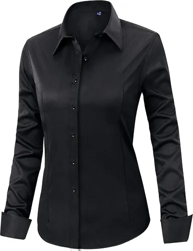 Miniatura 3 de J.VER - Camisas de vestir para mujer, diseño de manga larga, con botones, antiarrugas, blusa de trabajo unicolor
