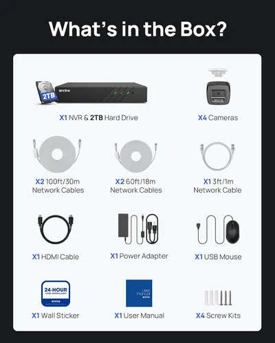 Miniatura 9 de ANNKE H500 8CH 4pcs 3K 5MP Cámara Sistema de seguridad PoE, alarma de luz roja y azul, H.265+ NVR con disco duro de 2 TB, cámara bala al aire libre