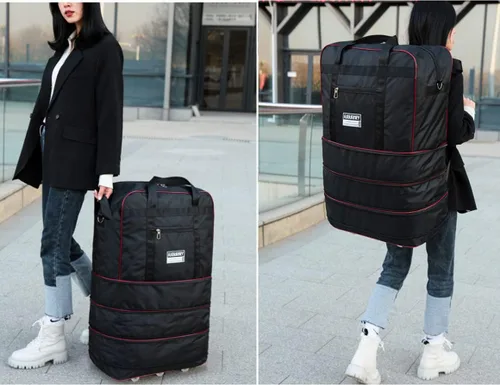 Miniatura 9 de Bolsa de viaje Oxford expandible extra grande con ruedas, impermeable, ligera, plegable, maleta, Azul, Equipaje extensible central rígido con ruedas