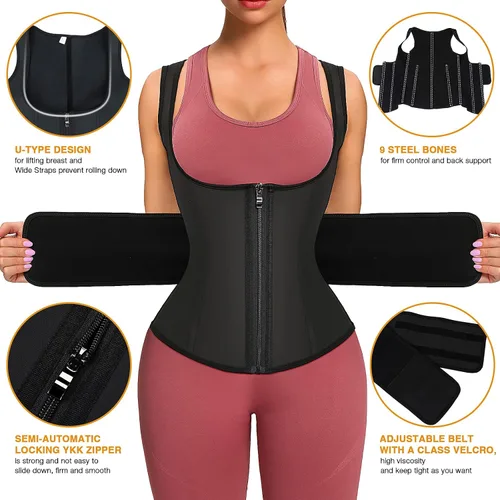 Miniatura 2 de FeelinGirl Waist Trainer for Women Latex Corset Cincher Vest Sport Workout Girdle Hourglass Body Shaper with Steel Bones