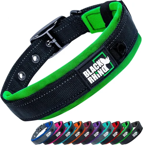 Miniatura 12 de Collares para perros Black Rhino para perros medianos - Collar de perro ajustable reflectante resistente con acolchado de neopreno ultra suave