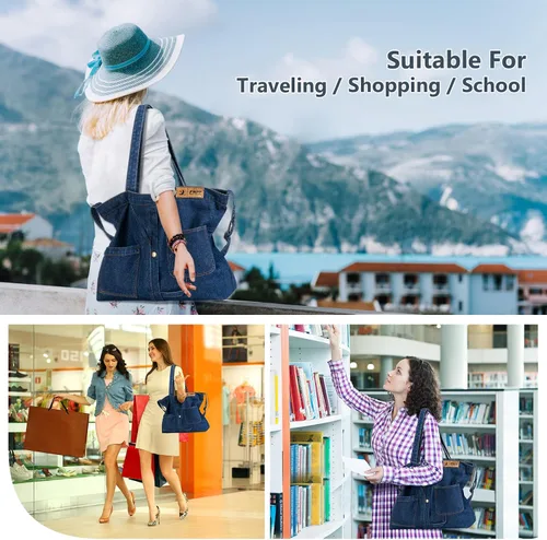 Miniatura 5 de FWPP Bolsos de mezclilla para mujer, estilo casual, para la escuela, oficina, viajes