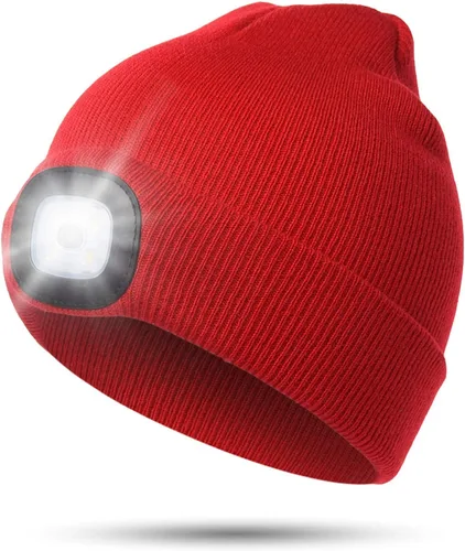 Miniatura 36 de CENSGO Gorro unisex con luz LED recargable por USB, regalos para papá, padre, hombres, marido, cálido gorro de punto