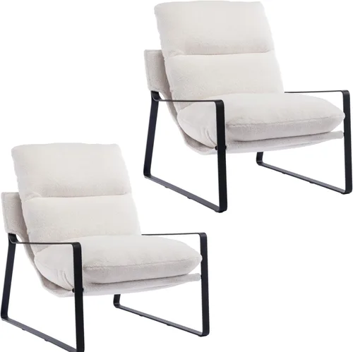 Miniatura 12 de Ya-Home Silla de Acento Mid-Century, Silla Lateral Cómoda con Reposabrazos de Tela Chenille, Silla de Ocio Tapizada con Marco de Metal Negro