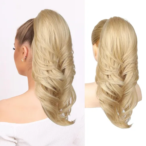 Miniatura 29 de SEIKEA Extensión de cola de caballo versátil con cordón, 26" de largo, cabello ondulado multicapa, clip para cola de caballo, extensiones de pelo
