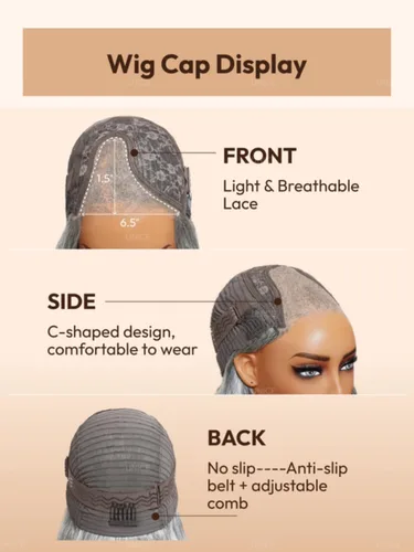Miniatura 5 de Nadula - Peluca corta de 20 cm con cabello humano gris sal y pimienta, sin pegamento, con separación lateral, capas enmarcadas para el rostro