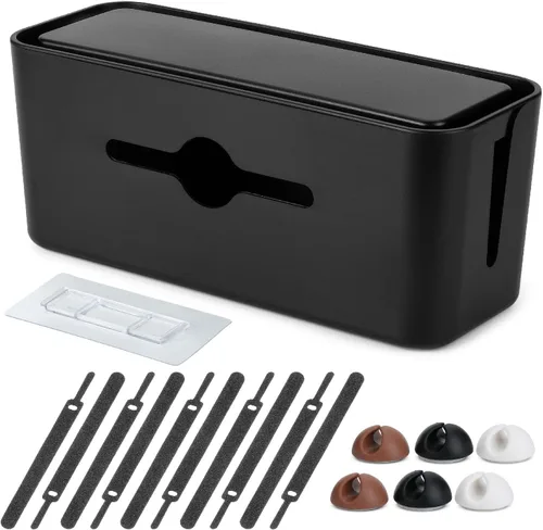 Bates - Caja de organización de cables, grande, caja organizadora de cables, caja organizadora de cables, organizador de caja de cables, caja de
