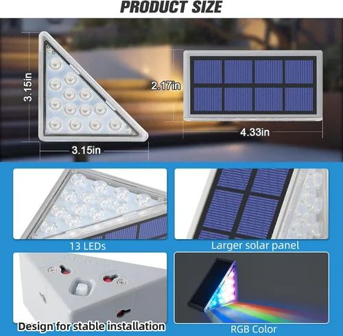 Miniatura 8 de NIORSUN Luces solares, impermeabilidad IP67, encendido/apagado automáticos, para escalones exterior, escalera, patio, porche, puerta delante, acera