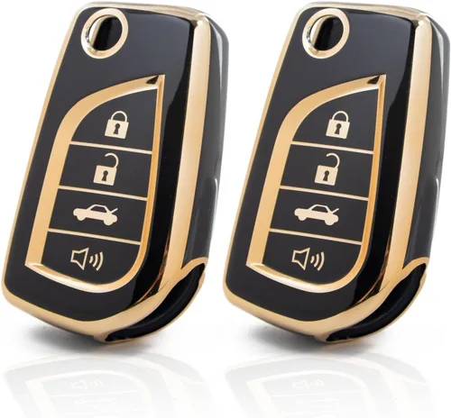 Miniatura 16 de x xotic tech Carcasa de TPU negra con sello completo para llavero de 4 botones antipolvo con llavero compatible con Toyota Camry RAV4 C-HR Avalon