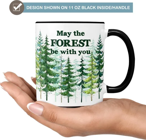 Miniatura 4 de Taza con texto en inglés «May the Forest Be With You» – Taza de café divertida para amantes de la naturaleza para excursionistas, campistas