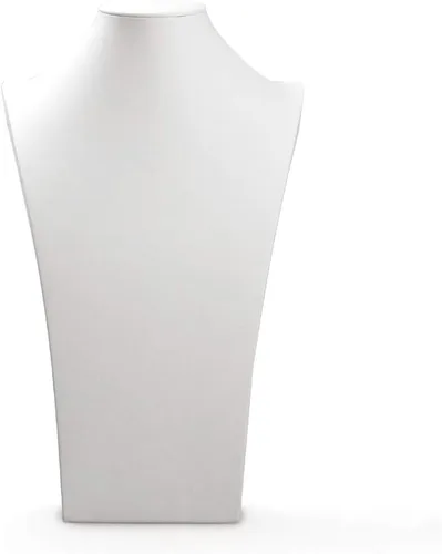 Miniatura 5 de Oirlv Soporte de exhibición del collar del busto de la joyería del cuero blanco (H 15.28")