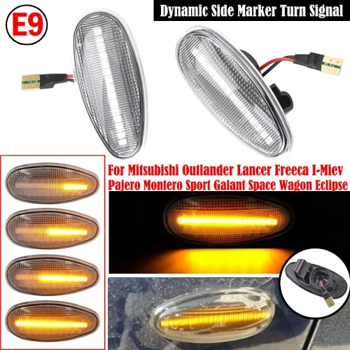Miniatura 2 de Marcador lateral secuencial dinámico LED MR522027 para Mitsubishi Outlander Lancer Galant Pajero Shogun MK3 Sport K9 2003 2004 2005 2006, Lentes