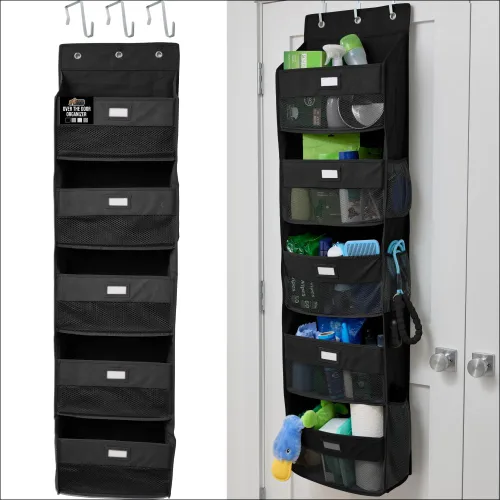 Miniatura 26 de Gorilla Grip - Zapatero para colgar en la puerta, 24 bolsillos de malla para sostener hasta 40 libras, organizador para parte trasera del armario