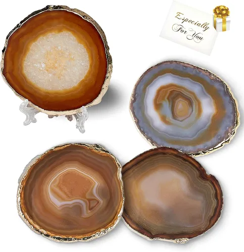 Miniatura 12 de Posavasos de Ágata Geode para Bebidas con Piedra Natural de Gema, Posavasos de Ágata en Rodajas para Tazas y Alfombrilla de Copa para Decoración