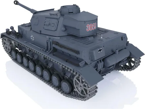 Miniatura 5 de Heng Long US en stock, tanque RC 1/16 7.0 actualizado alemán Panzer Iv F2 RTR RC Tank 3859 pistas de metal Torreta giratoria de 340° generador