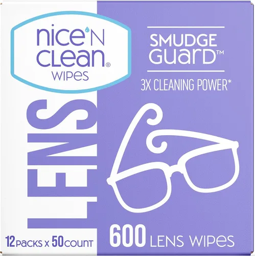 Nice 'N CLEAN SmudgeGuard Toallitas para lentes (600 toallitas en total) | Toallitas para lentes envueltas individualmente, prehumedecidas, sin