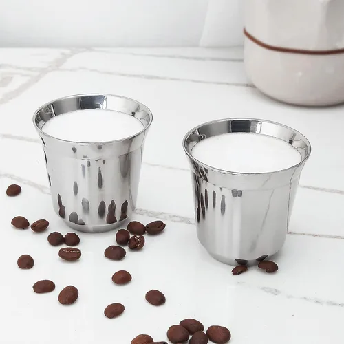 Miniatura 7 de Easyworkz Diego - Máquina de café expreso para estufa, paquete con taza de café expreso de acero inoxidable, juego de 2 tazas de metal