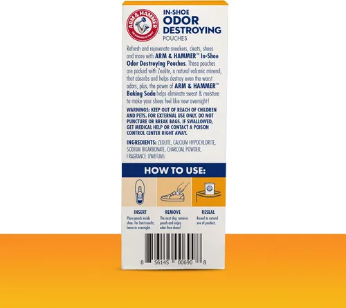 Miniatura 2 de Arm & Hammer Bolsas que destruyen olores en el zapato, inserto desodorante de zapatos para reducir el olor y absorber la humedad, eliminador