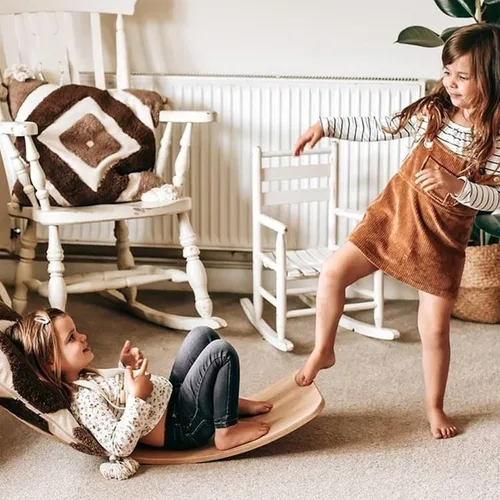 Miniatura 9 de Gentle Monster - Tabla de equilibrio oscilante de madera, juguete de madera natural Montessori para niños pequeños y adultos; juguete de aprendizaje