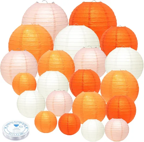 Miniatura 9 de 21 linternas de papel decorativas para fiestas, 4/6/8/10 pulgadas, linternas de papel colgantes chinas redondas para bodas, cumpleaños, baby shower
