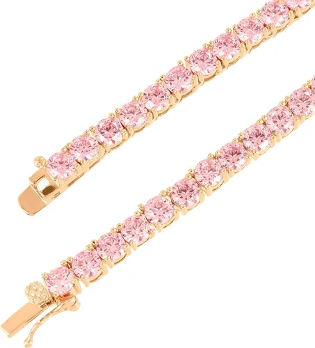 Miniatura 3 de Rosa Lab Diamond 1fila tenis Collar 14K Rose Gold Finish 24inch Cadena 4mm única